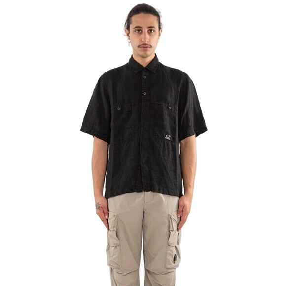 C.P. Company Short-Sleeve Linen Shirt With Classic Collar - NWT
